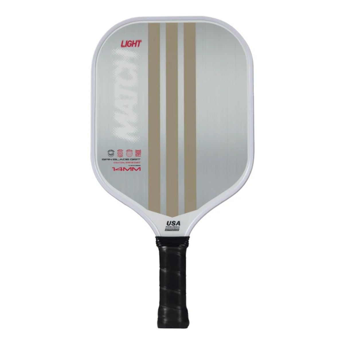 Vooraanzicht Adidas Match Light 2025 pickleballracket – lichtgewicht rond model met 14 mm dikte en textuur voor beginners.