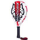 Babolat Technical Veron Juan Lebron 2025 witte padelracket met diamantvormig blad en rodeen zwarte  accenten schuin vooraanzicht