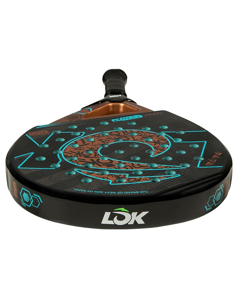 Bovenaanzicht Lok Maxx Flow Gen 2 | Zwart Rond padelracket met 18K Carbon