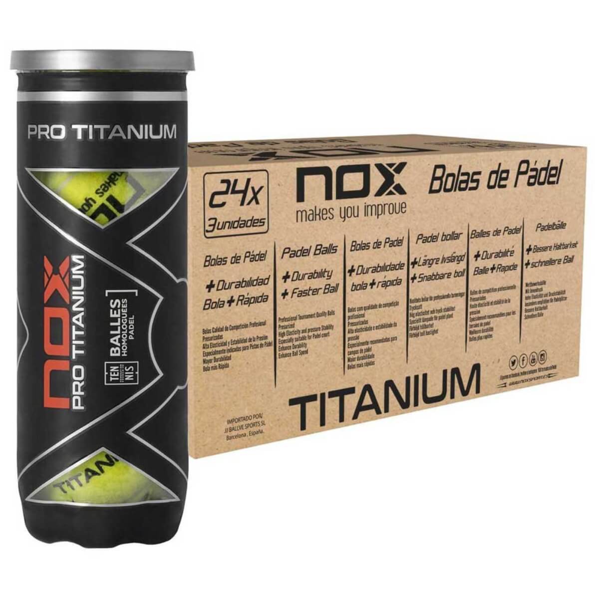 Nox Pro Titanium padel ballen doos met 24 tubes