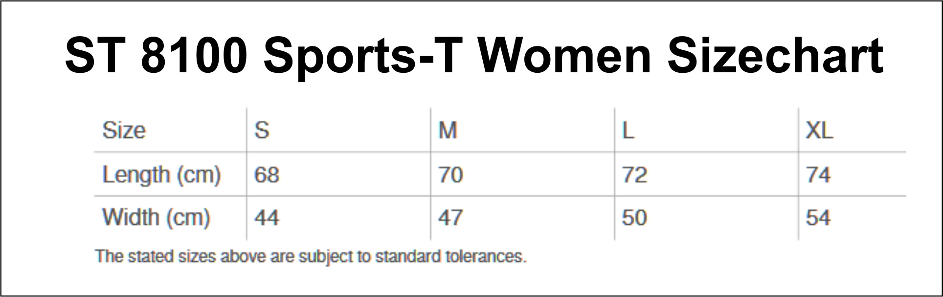 ST 8100 maattabel women