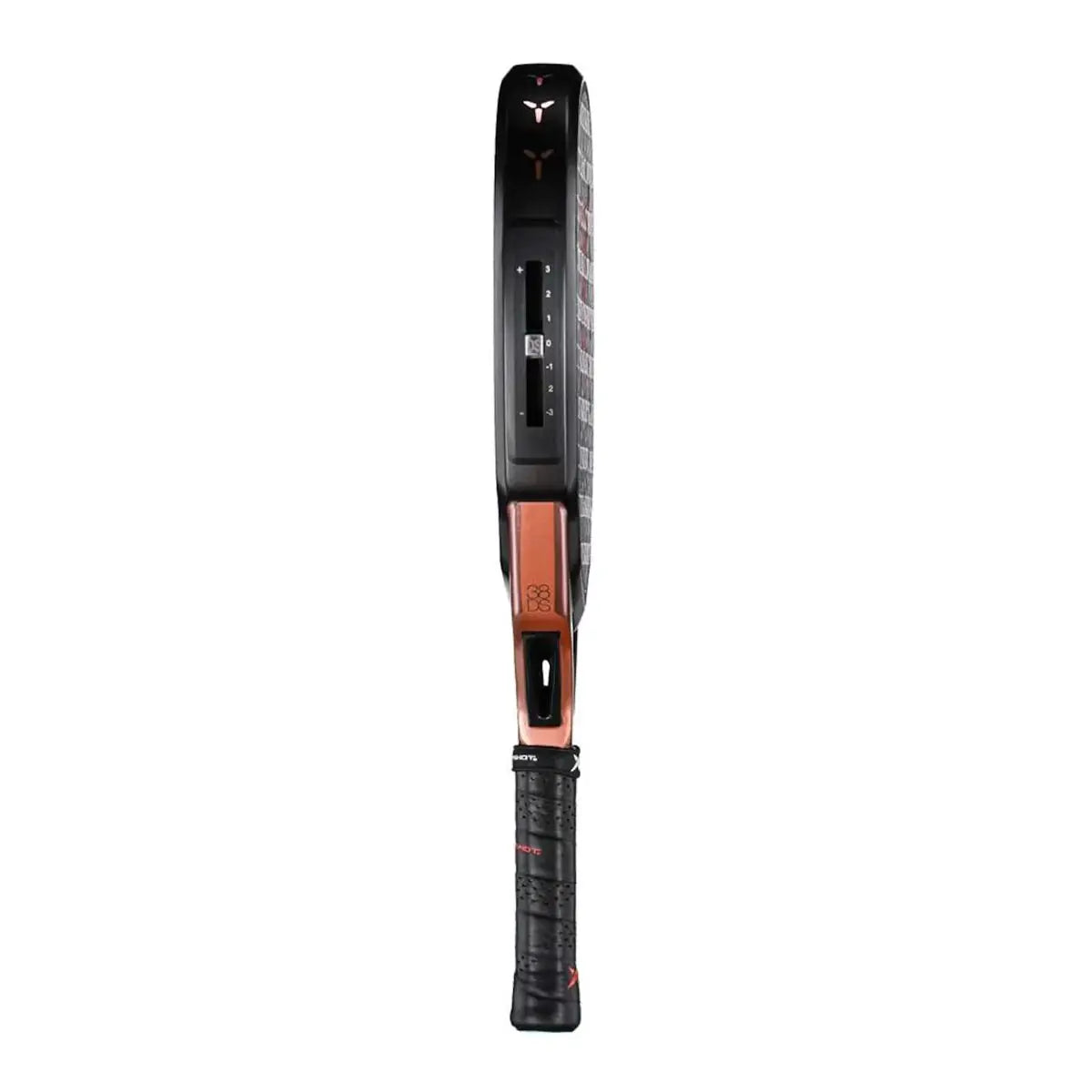 Zijaanzicht Drop Shot Blitz Attack 2025 padelracket – traanvormig model met 24K Carbon Twill, EVA Pro High Density-kern en trillingsdemping.