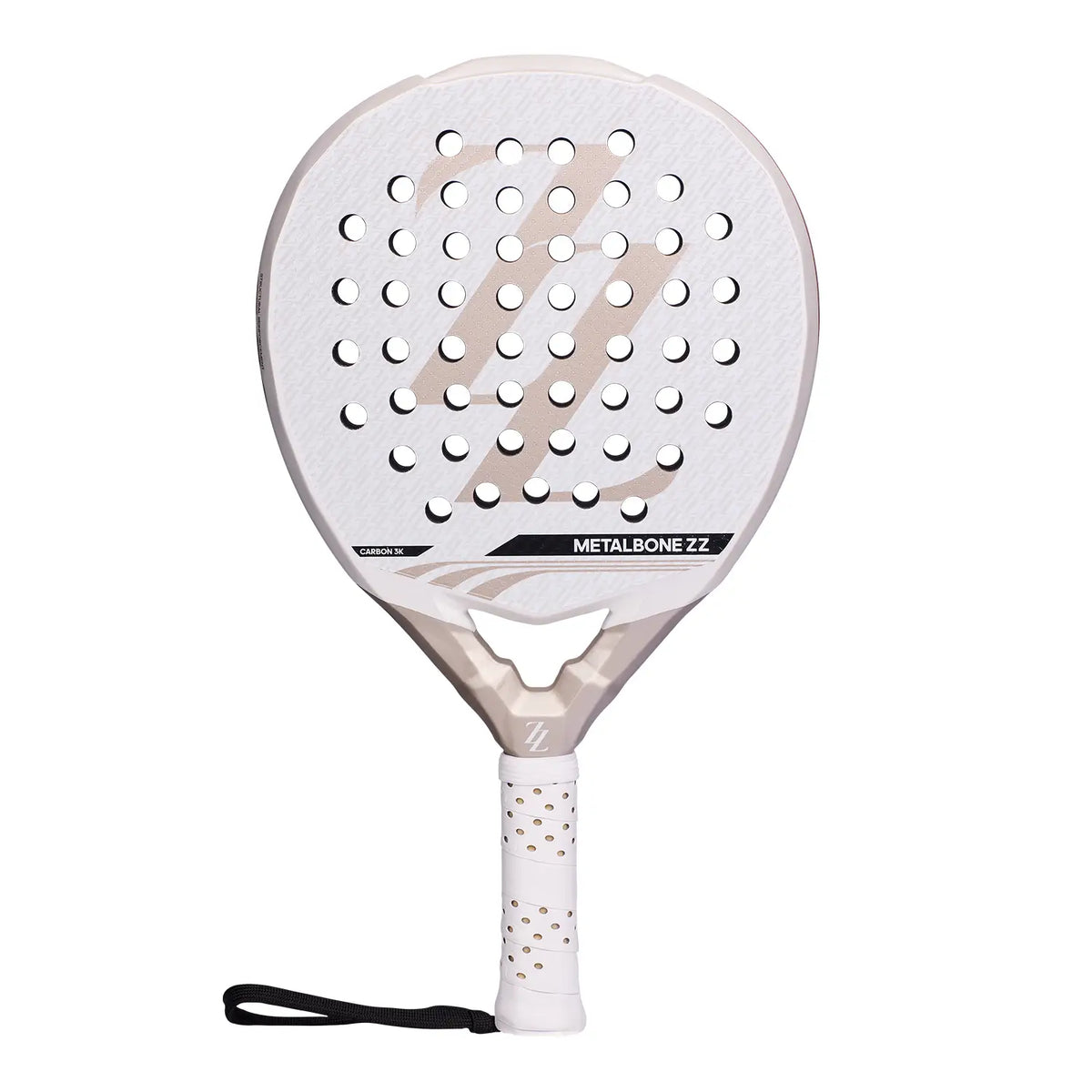 Vooraanzicht witte padel racket Adidas Metalbone ZZ Carbon 2026 met goudkleurig ZZ logo