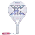 Vooraanzicht wit padel racket Nox Pro Cup Silver 2027 met roze details