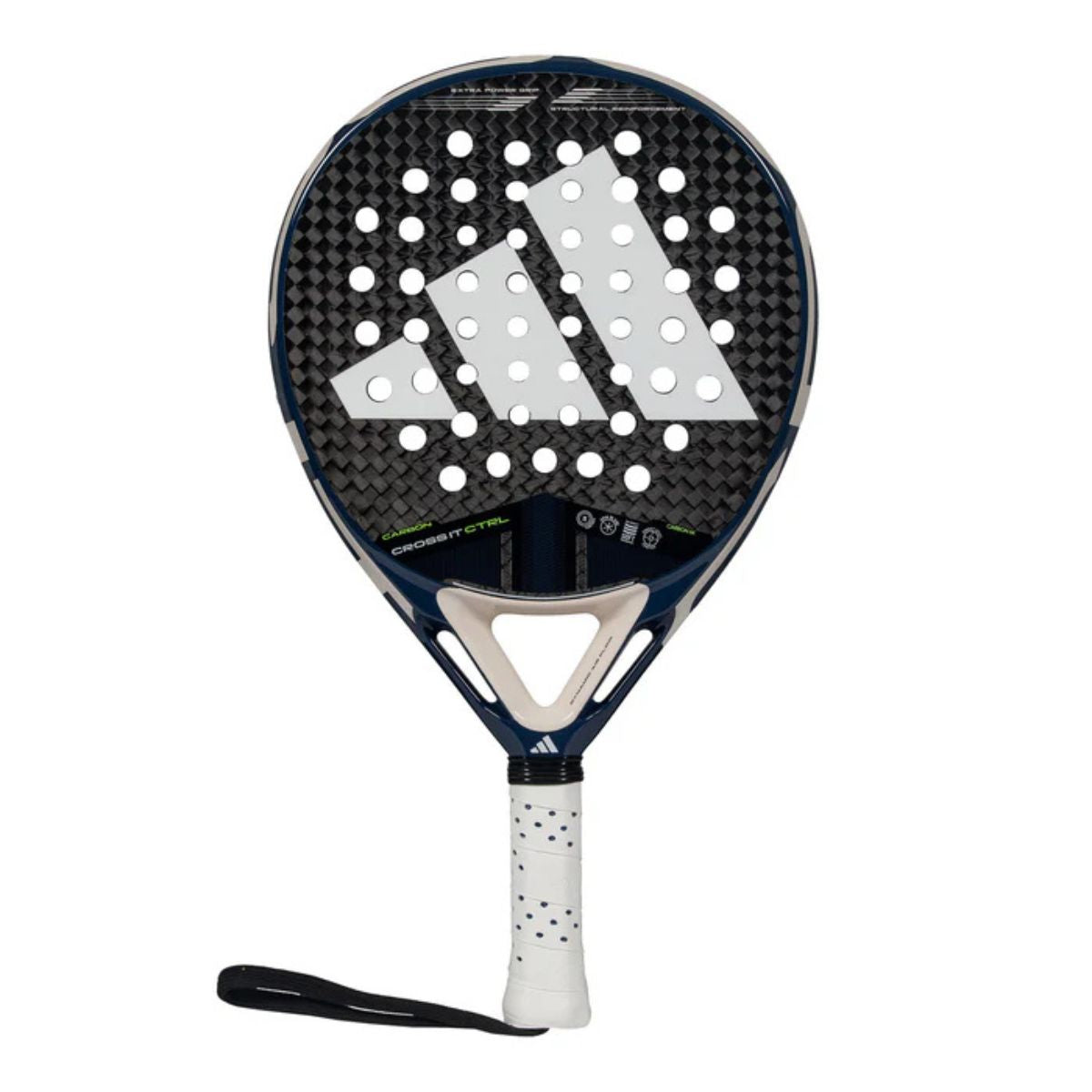 Vooraanzicht Adidas Cross It Carbon CTRL 3.4 – 2025 padelracket – rond model, Carbon Fiber blad en EVA Soft Energy kern voor ultieme controle.