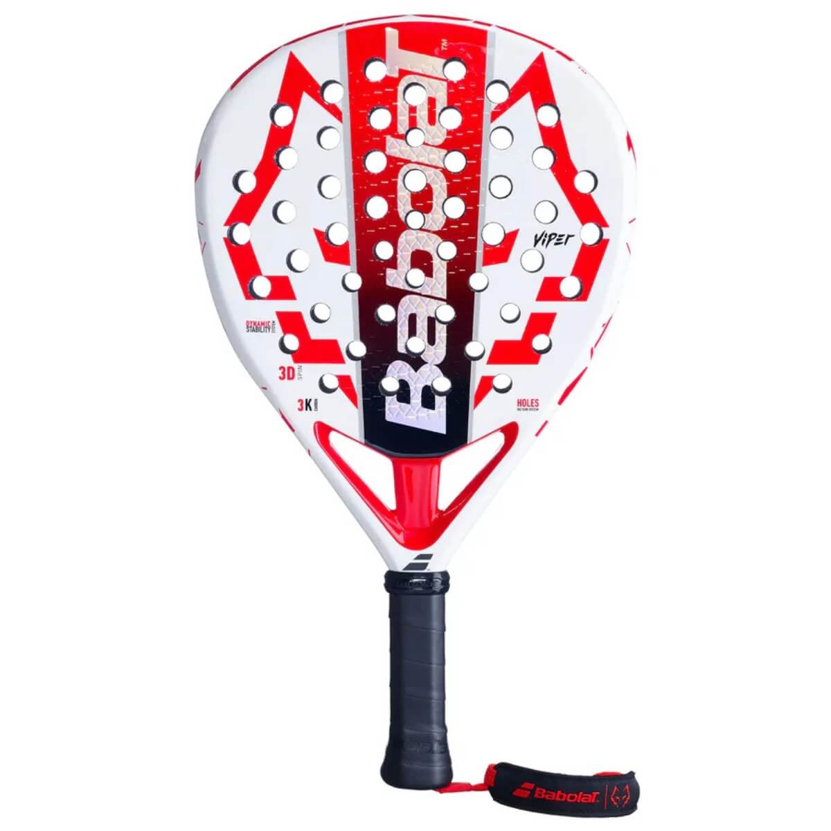 Babolat Technical Viper Lebron 2025 witte padel racket met rode accenten vooraanzicht