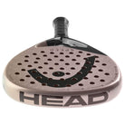 Bovenaanzicht van de nieuwe padel racket Head Motion, roos/paars van kleur met in het zwart het logo van Head.