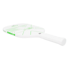 Schuin bovenaanzicht wit pickleball racket met groen Osaka logo