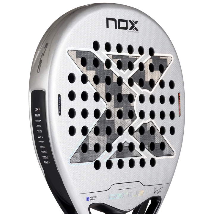 Slagoppervlak licht grijze padel racket Nox Genius 12k 2027