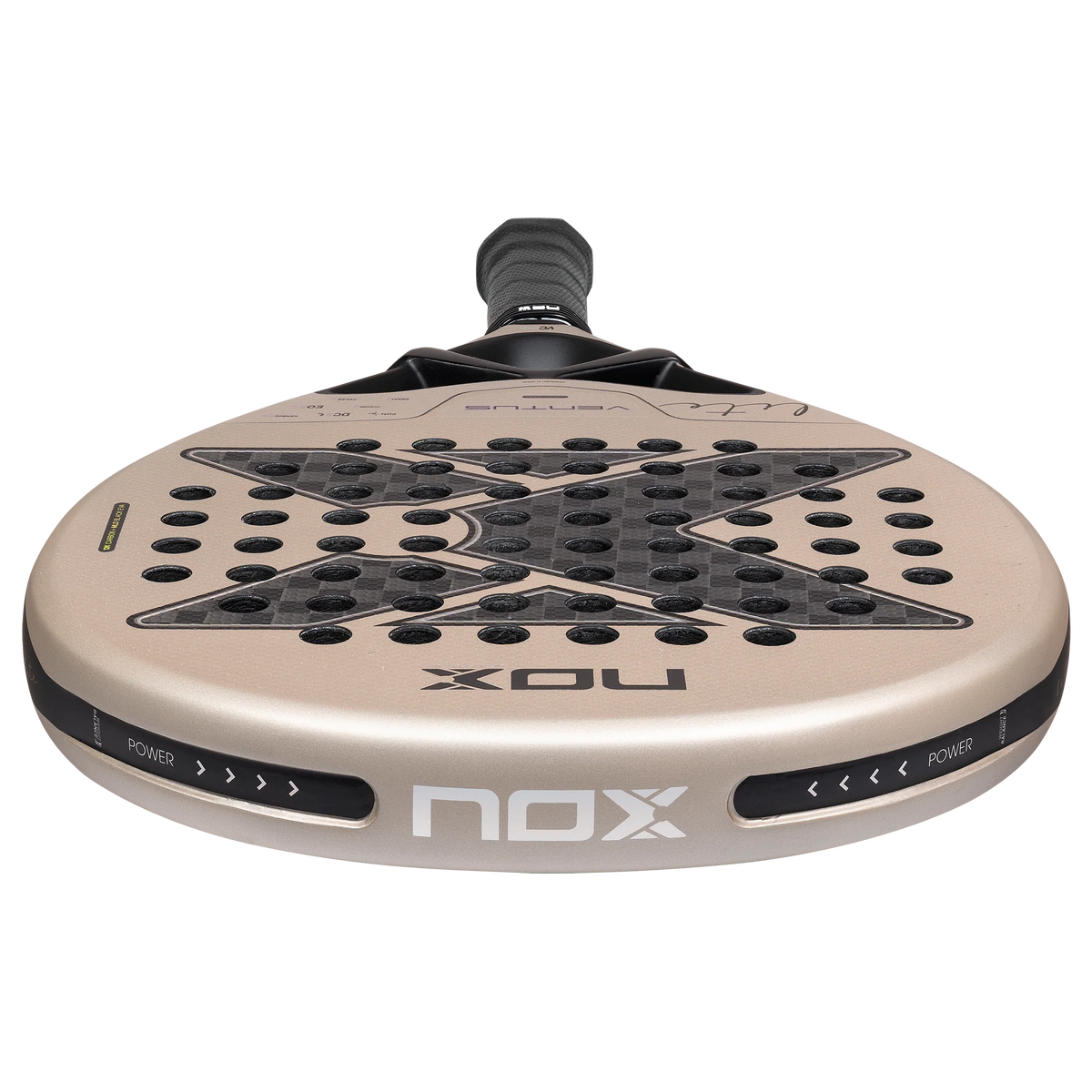 Bovenaanzicht bronzen padel racket Nox Ventus Light 12k 2027