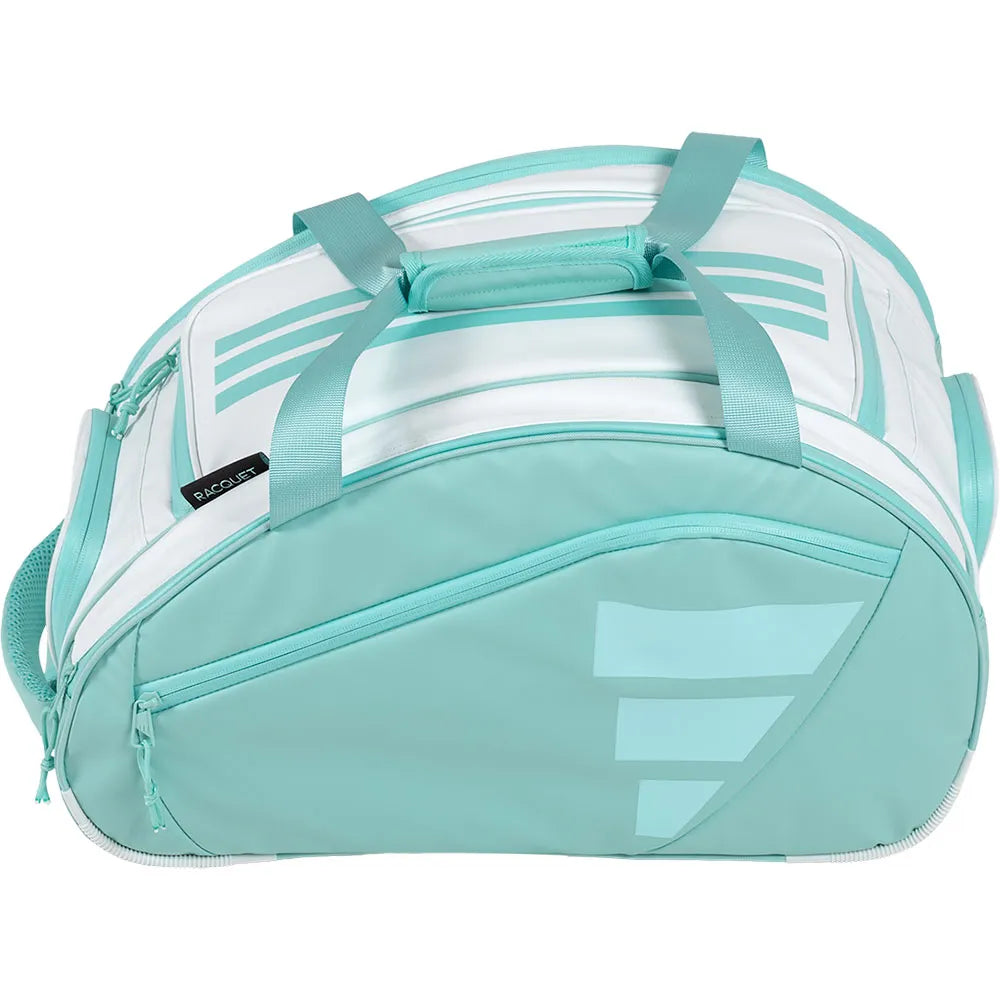 Zijaanzicht padeltas wit met appelblauwzeegroen Adidas