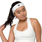 Witte elastische haarband met zwart logo pace (twee gekruiste rackets)