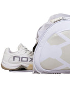 Schoenvak witte Nox padel tas met gouden Nox logo