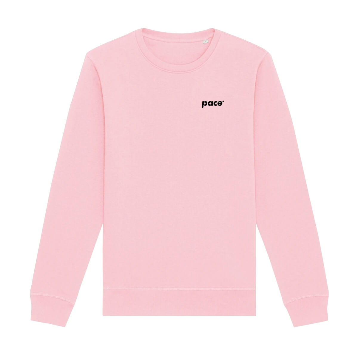 Roze sweater met zwart logo pace op de borst