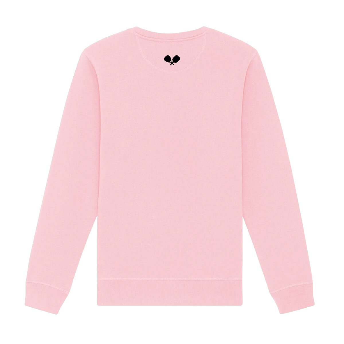 Roze sweater met zwart logo pace centraal bovenaan op de achterzijde