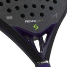 Detail kader Siux Fenix Pro 2026 zwarte padel racket met paars handvat